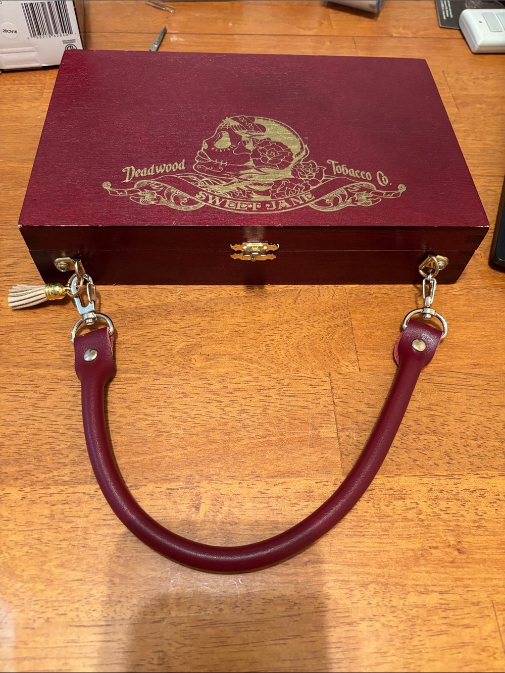 Hand Made Sweet Jane Deadwood Tobacco Cigar Box Handbag Purse Top Handle